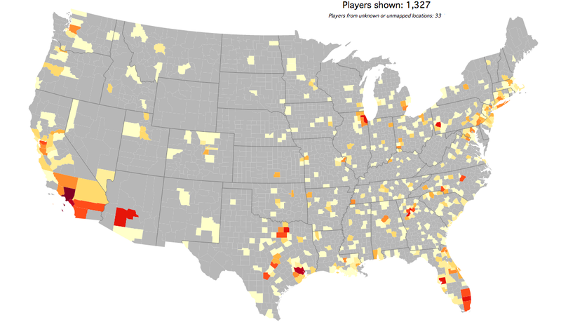 Illustration for article titled This Map Shows Exactly Where College Football Players Come From